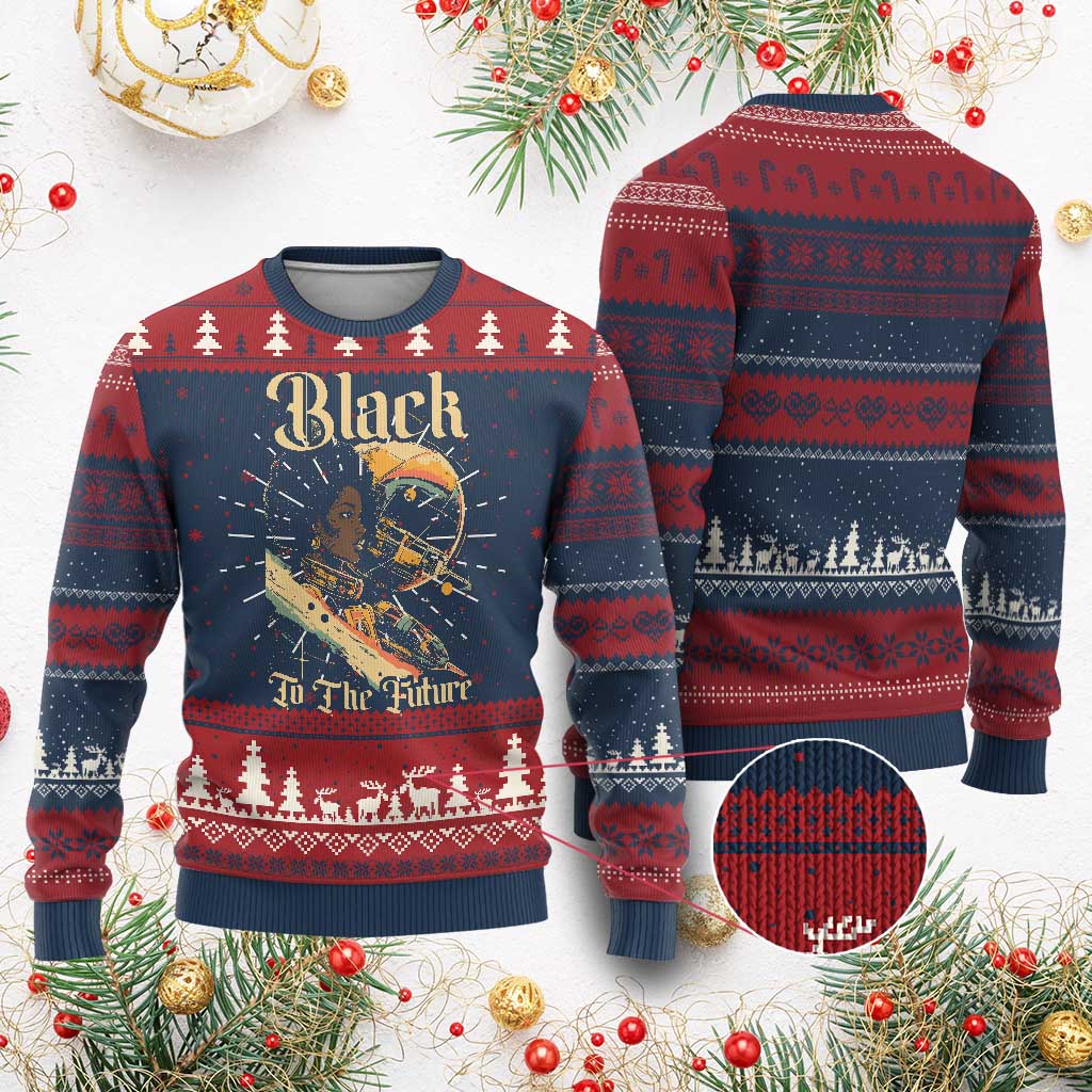 Afrofuturism African American Ugly Christmas Sweater Black To The Future