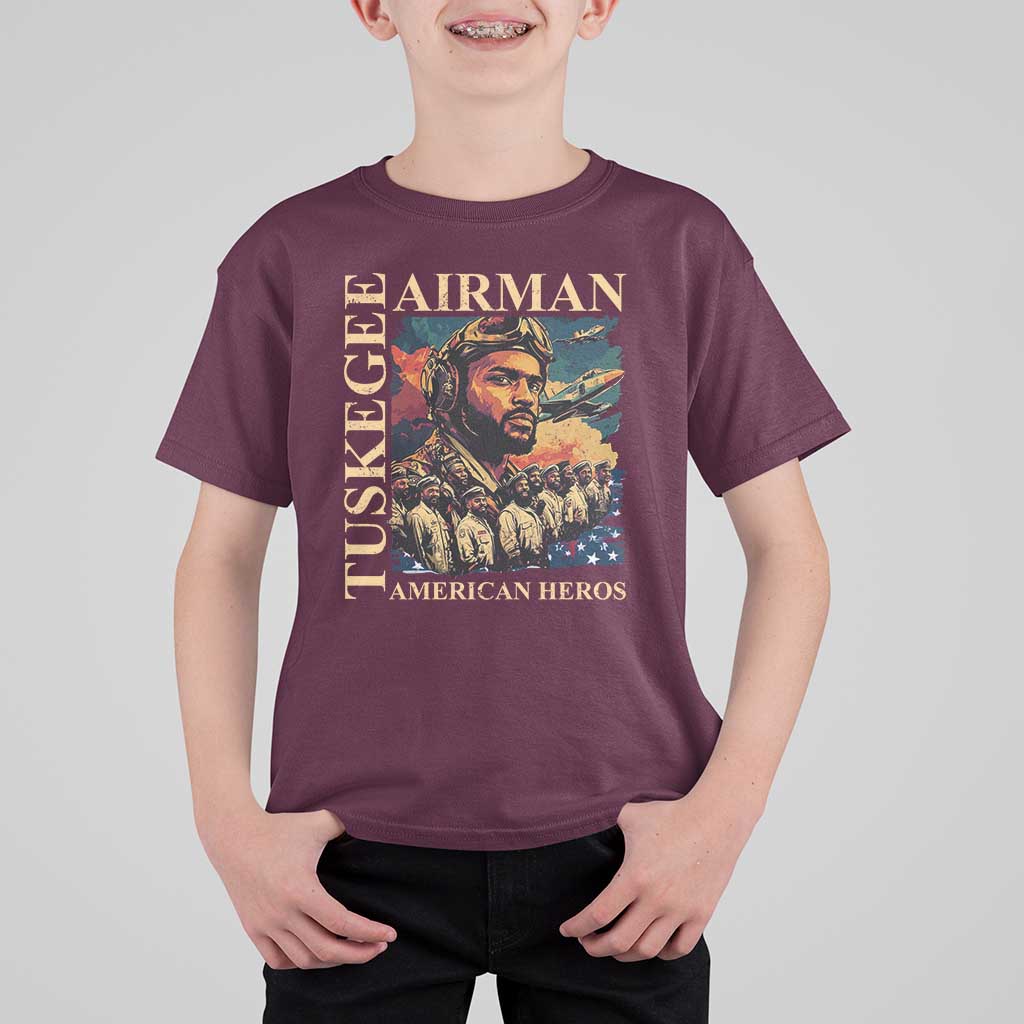 Tuskegee Airman T Shirt For Kid American Heroes US Pilots Black History