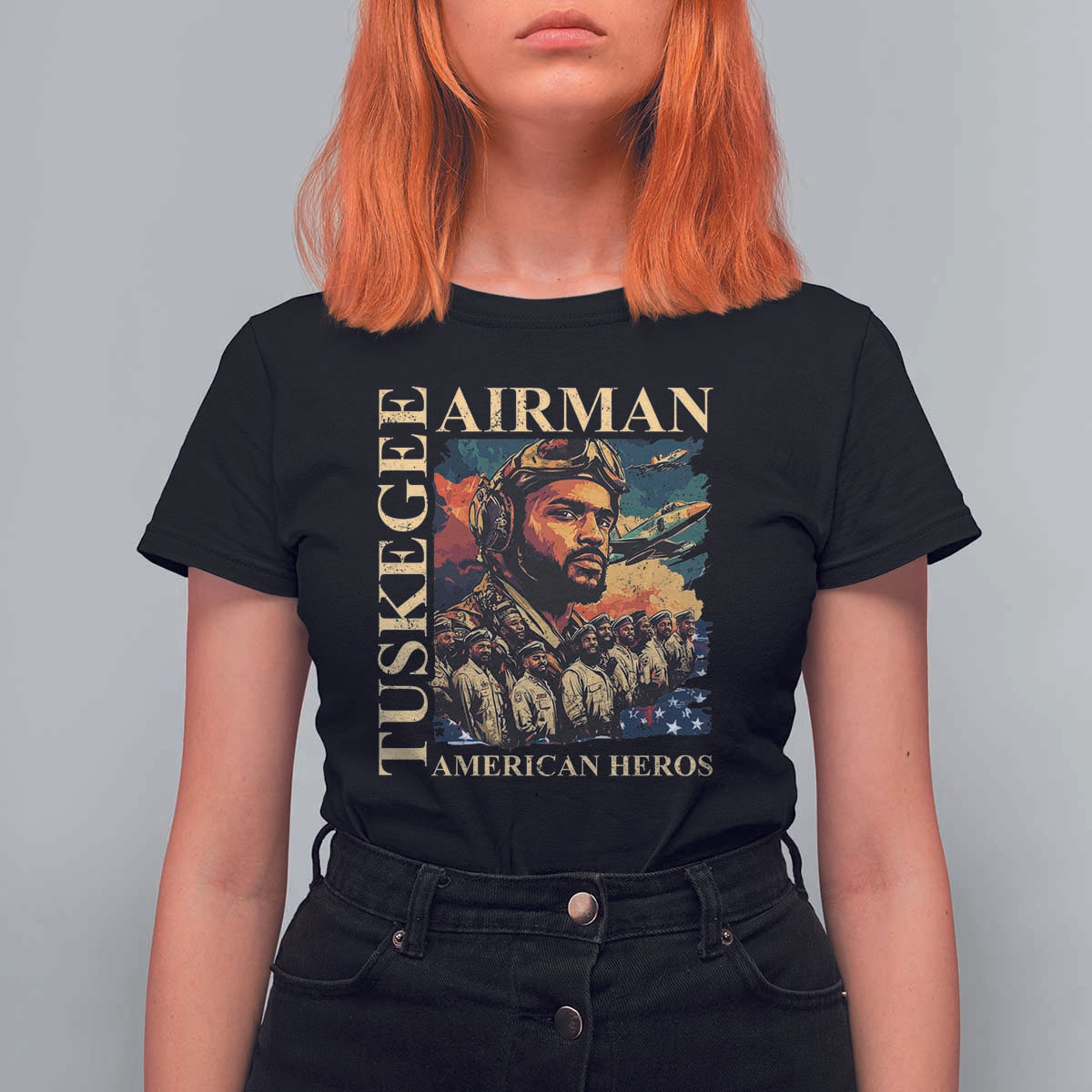 Tuskegee Airman T Shirt For Women American Heroes US Pilots Black History