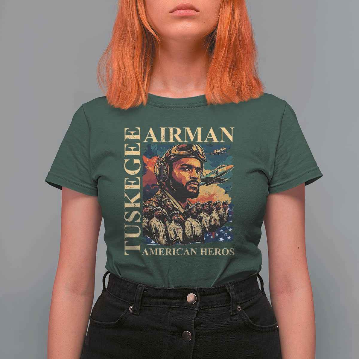 Tuskegee Airman T Shirt For Women American Heroes US Pilots Black History