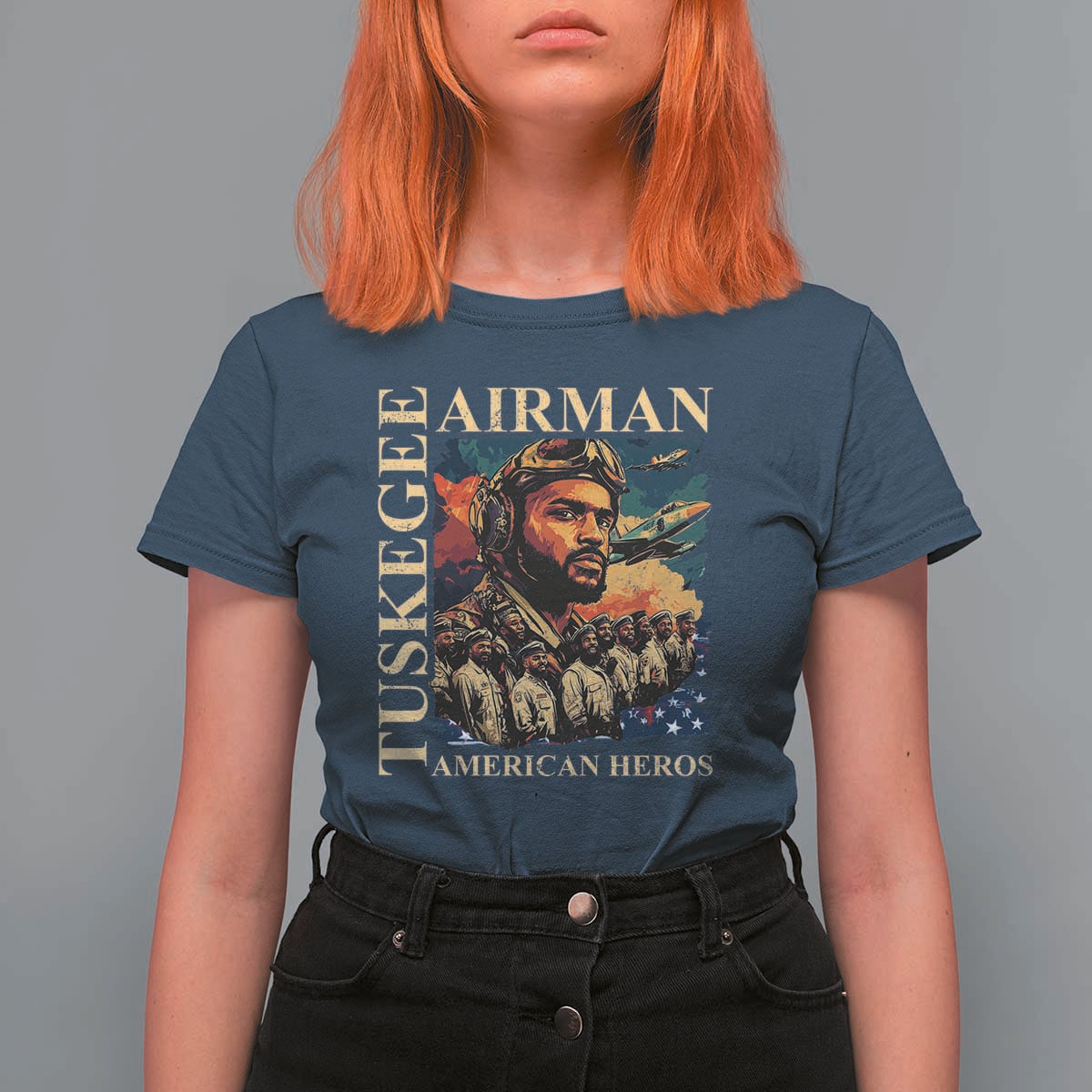 Tuskegee Airman T Shirt For Women American Heroes US Pilots Black History