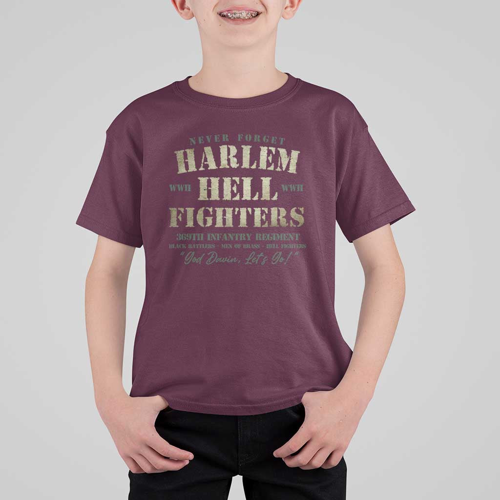 Harlem Hellfighters T Shirt For Kid American Black History Military Soldiers