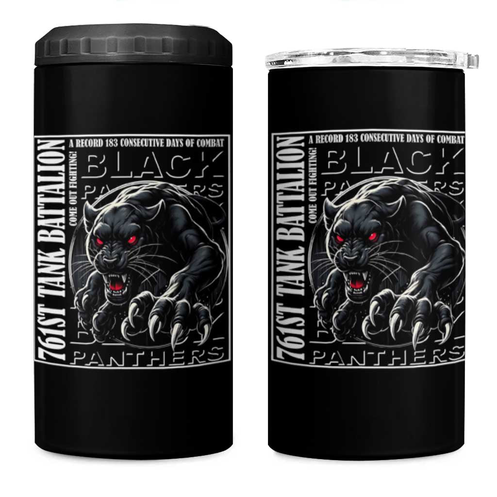 Black Panther Party 4 in 1 Can Cooler Tumbler 761st Tank Battalion Black History
