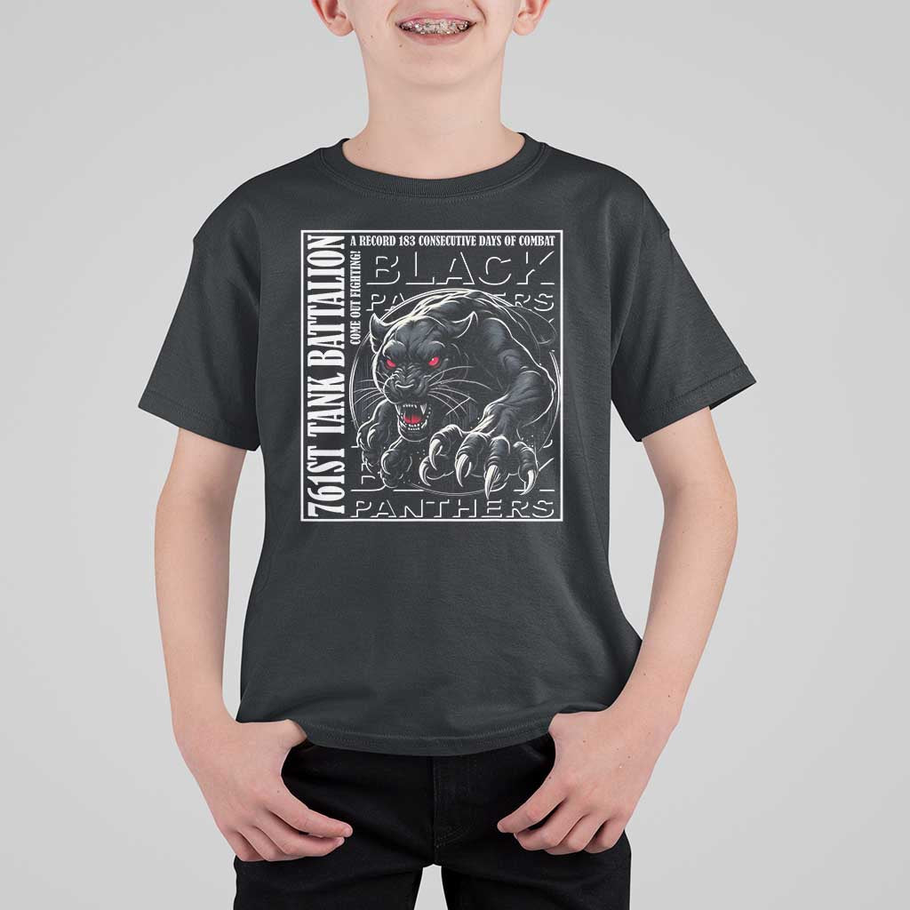 Black Panther Party T Shirt For Kid 761st Tank Battalion Black History