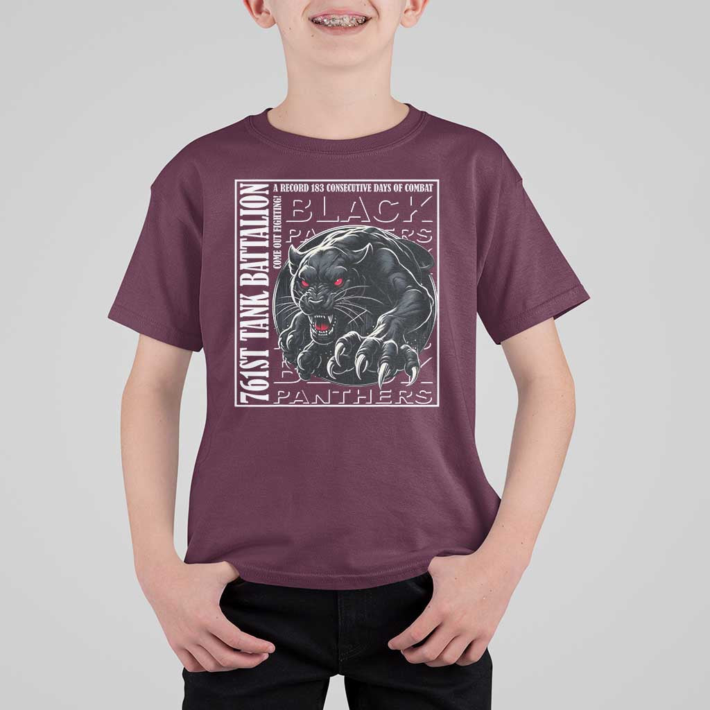 Black Panther Party T Shirt For Kid 761st Tank Battalion Black History