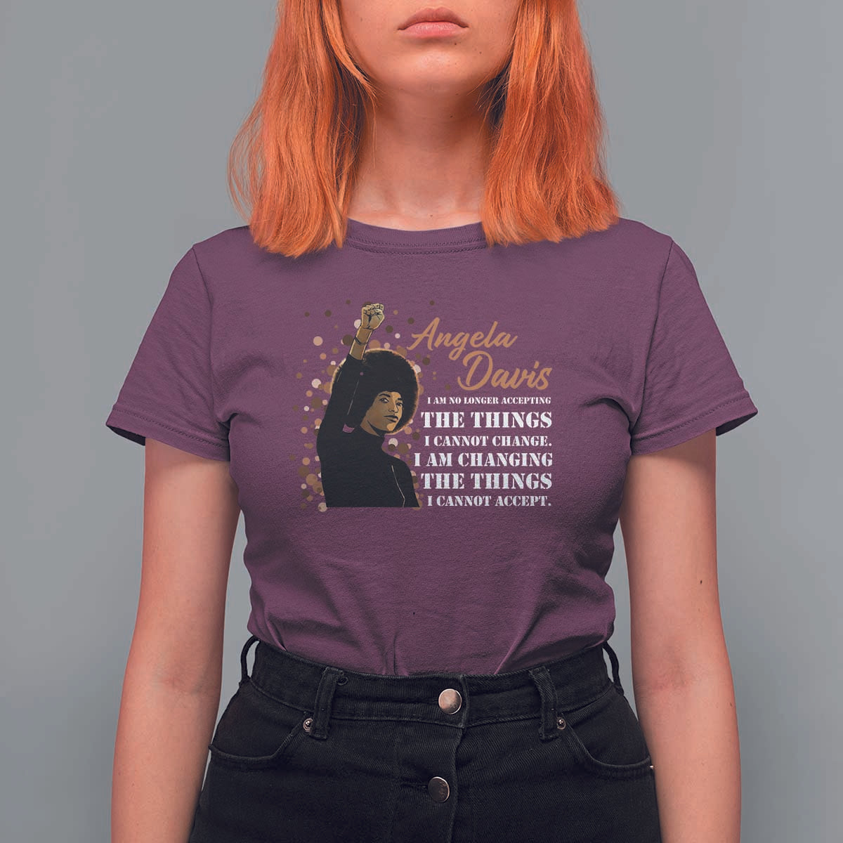 Angela Davis T Shirt For Women I Am Changing The Things I Cannot Accept Black Panther Party History