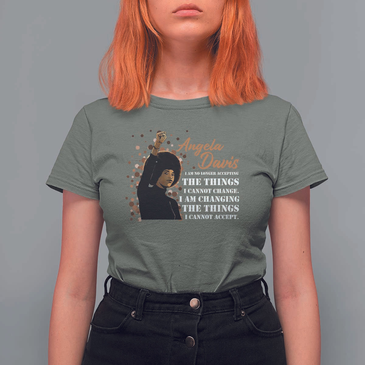 Angela Davis T Shirt For Women I Am Changing The Things I Cannot Accept Black Panther Party History