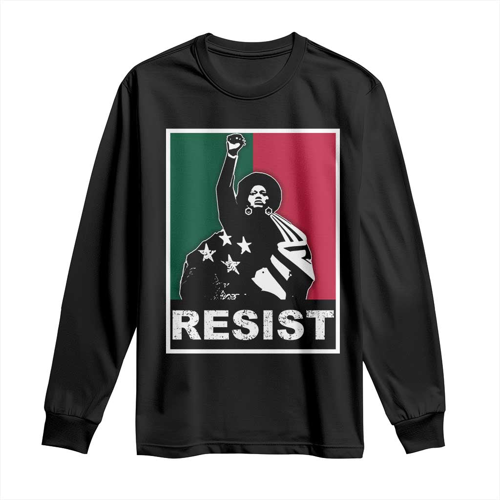 Resist Angela Davis Long Sleeve Shirt Black Panther Party History Civil Rights