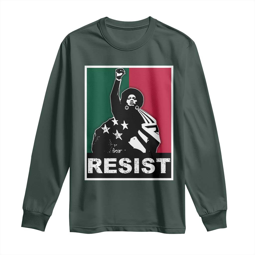 Resist Angela Davis Long Sleeve Shirt Black Panther Party History Civil Rights