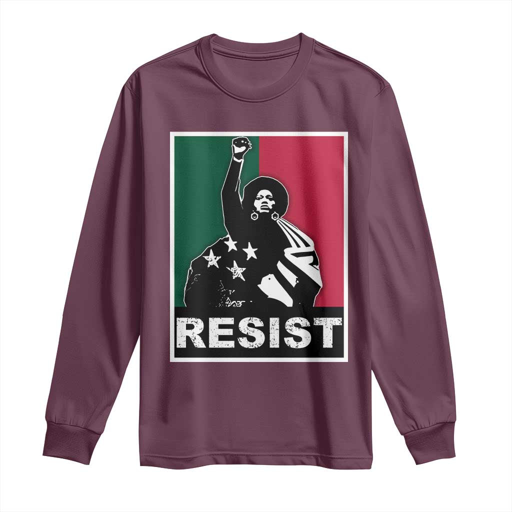 Resist Angela Davis Long Sleeve Shirt Black Panther Party History Civil Rights