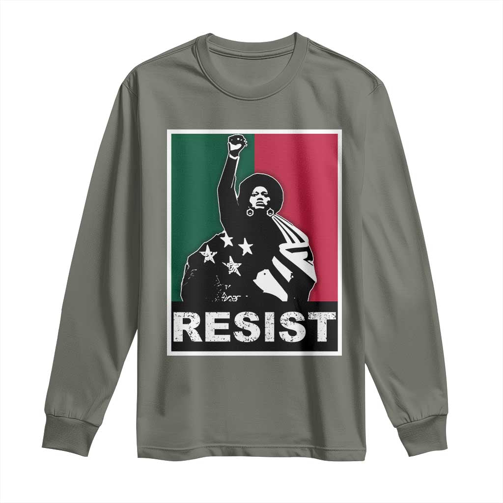Resist Angela Davis Long Sleeve Shirt Black Panther Party History Civil Rights
