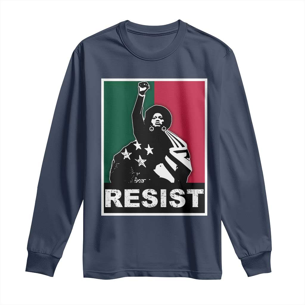 Resist Angela Davis Long Sleeve Shirt Black Panther Party History Civil Rights