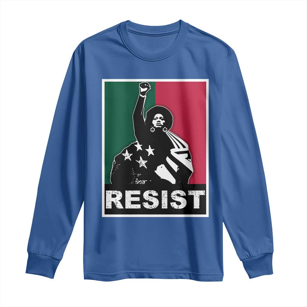 Resist Angela Davis Long Sleeve Shirt Black Panther Party History Civil Rights