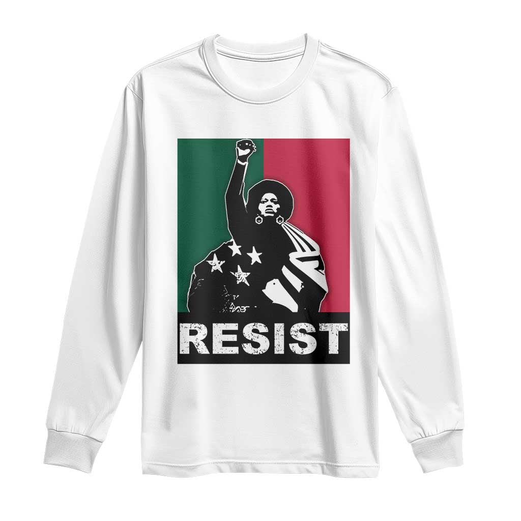 Resist Angela Davis Long Sleeve Shirt Black Panther Party History Civil Rights
