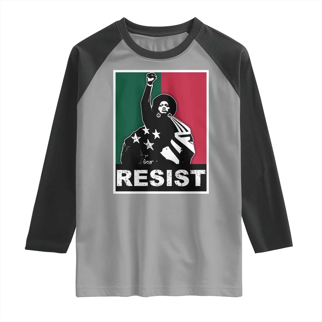 Resist Angela Davis Raglan Shirt Black Panther Party History Civil Rights