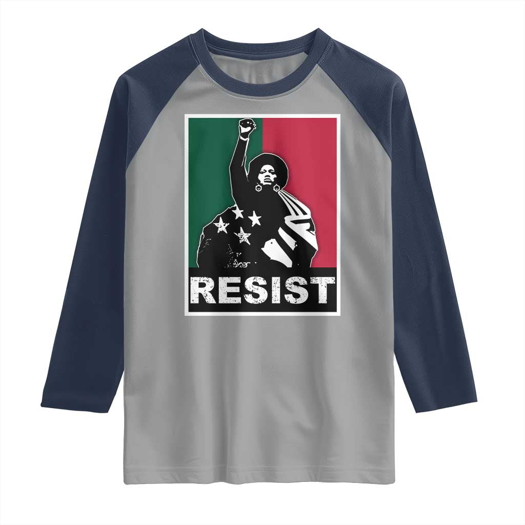 Resist Angela Davis Raglan Shirt Black Panther Party History Civil Rights