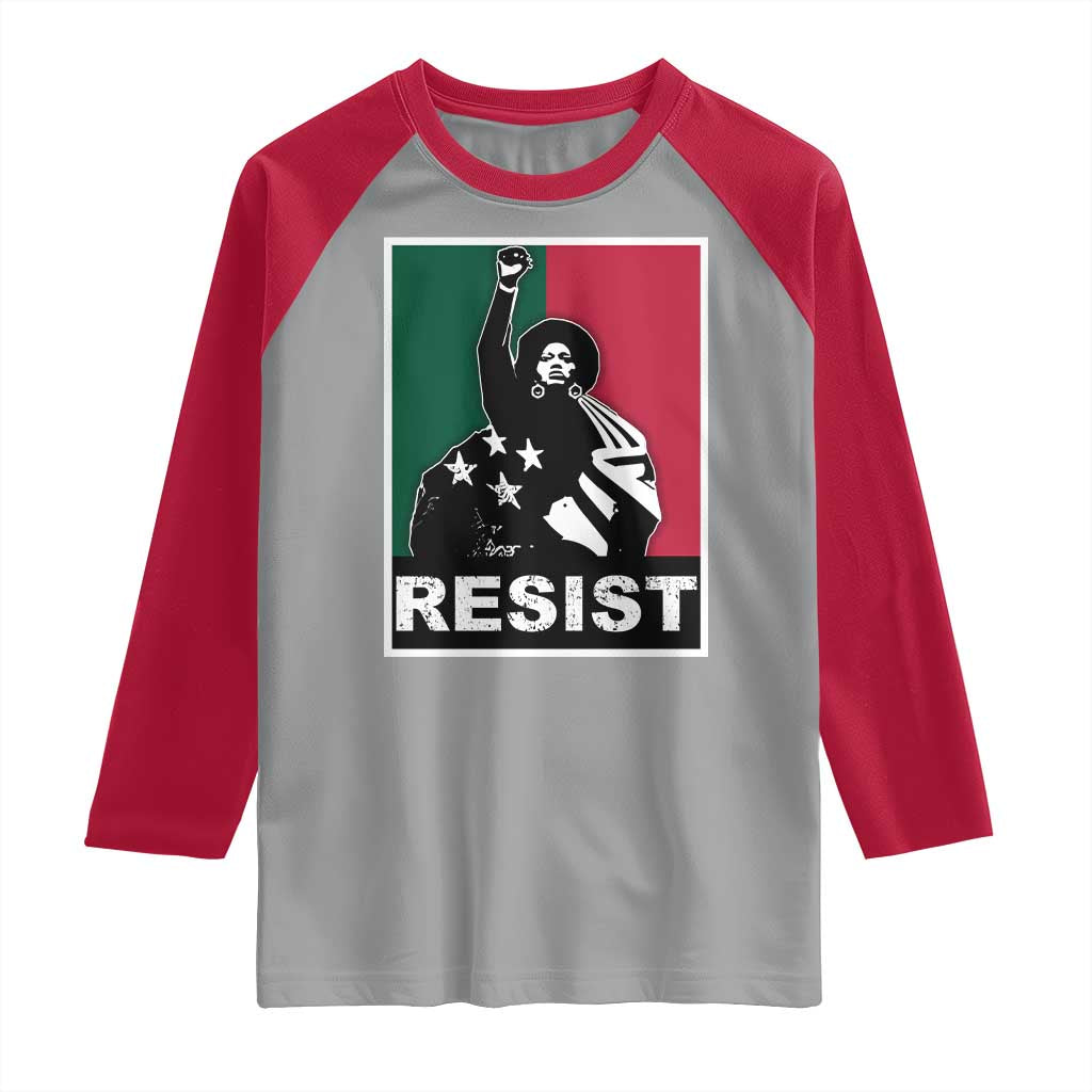Resist Angela Davis Raglan Shirt Black Panther Party History Civil Rights
