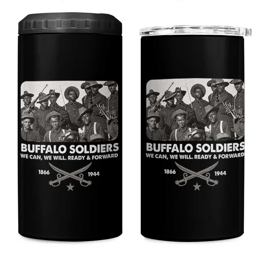 Buffalo Soldiers 4 in 1 Can Cooler Tumbler We Can We Will Ready Forward Black History - Wonder Print Shop