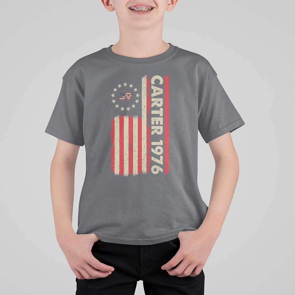 Jimmy Carter T Shirt For Kid 39th US President 1976 Retro American Flag