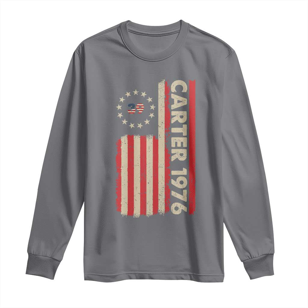 Jimmy Carter Long Sleeve Shirt 39th US President 1976 Retro American Flag