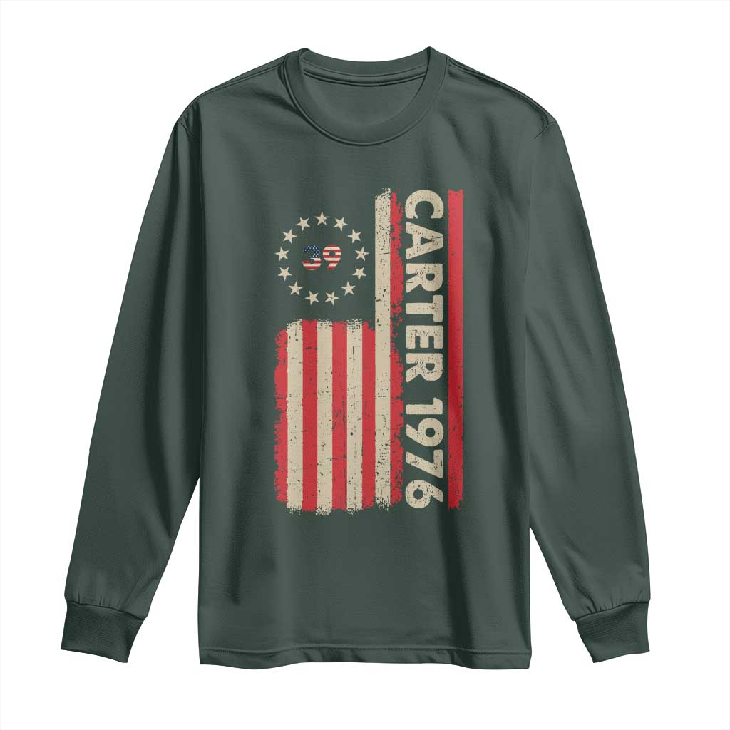 Jimmy Carter Long Sleeve Shirt 39th US President 1976 Retro American Flag