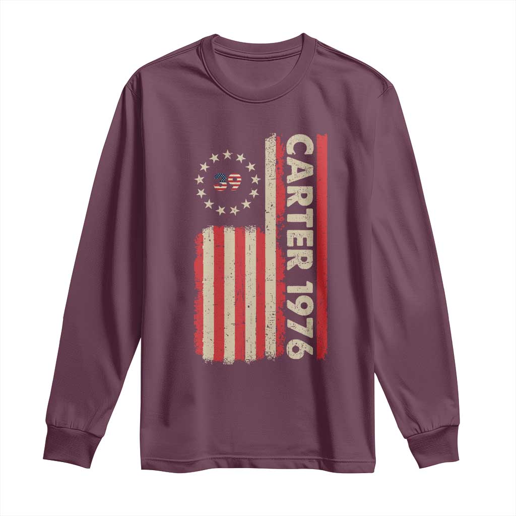 Jimmy Carter Long Sleeve Shirt 39th US President 1976 Retro American Flag