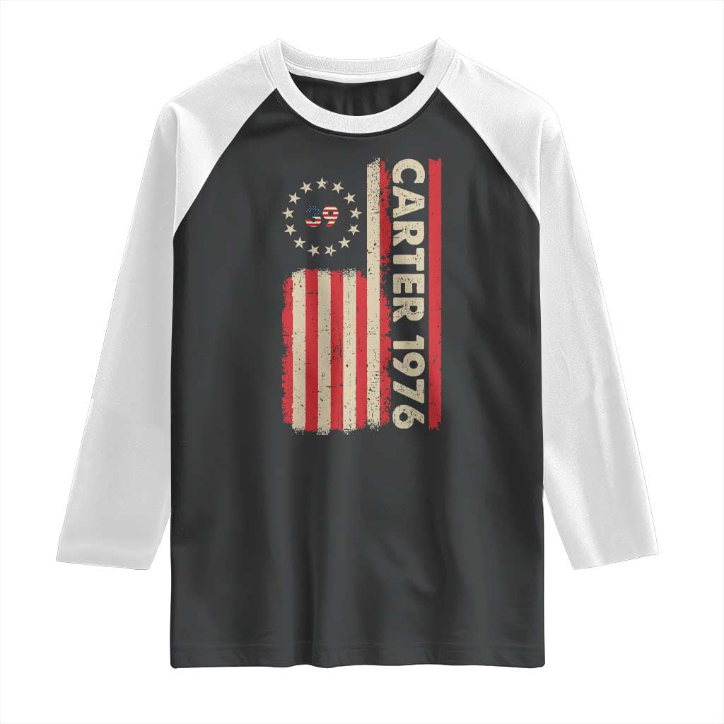 Jimmy Carter Raglan Shirt 39th US President 1976 Retro American Flag