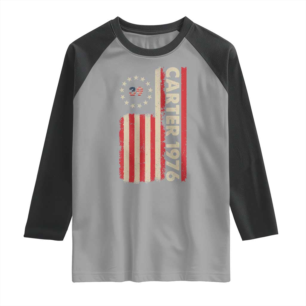 Jimmy Carter Raglan Shirt 39th US President 1976 Retro American Flag