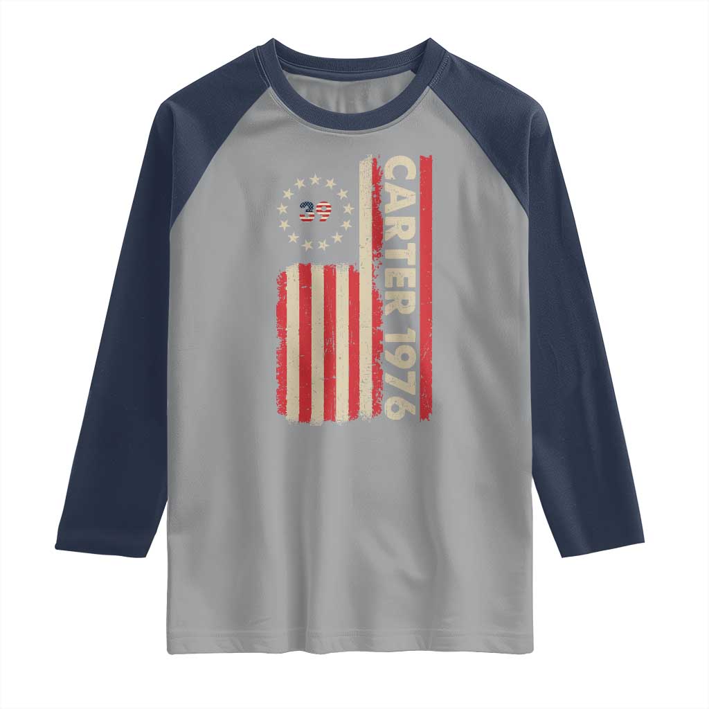 Jimmy Carter Raglan Shirt 39th US President 1976 Retro American Flag