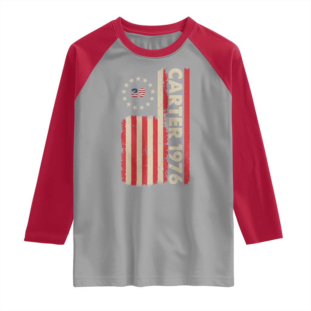 Jimmy Carter Raglan Shirt 39th US President 1976 Retro American Flag