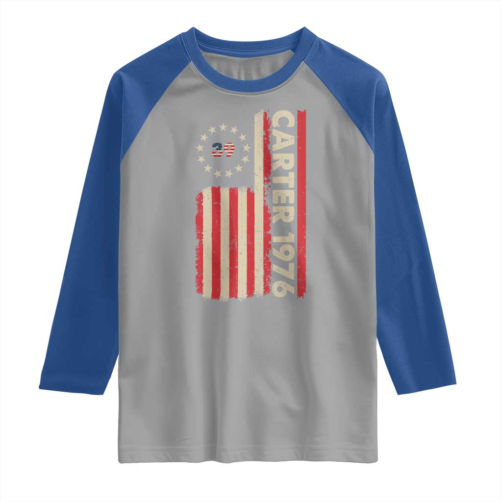 Jimmy Carter Raglan Shirt 39th US President 1976 Retro American Flag