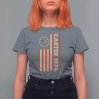 Jimmy Carter T Shirt For Women 39th US President 1976 Retro American Flag
