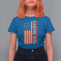 Jimmy Carter T Shirt For Women 39th US President 1976 Retro American Flag