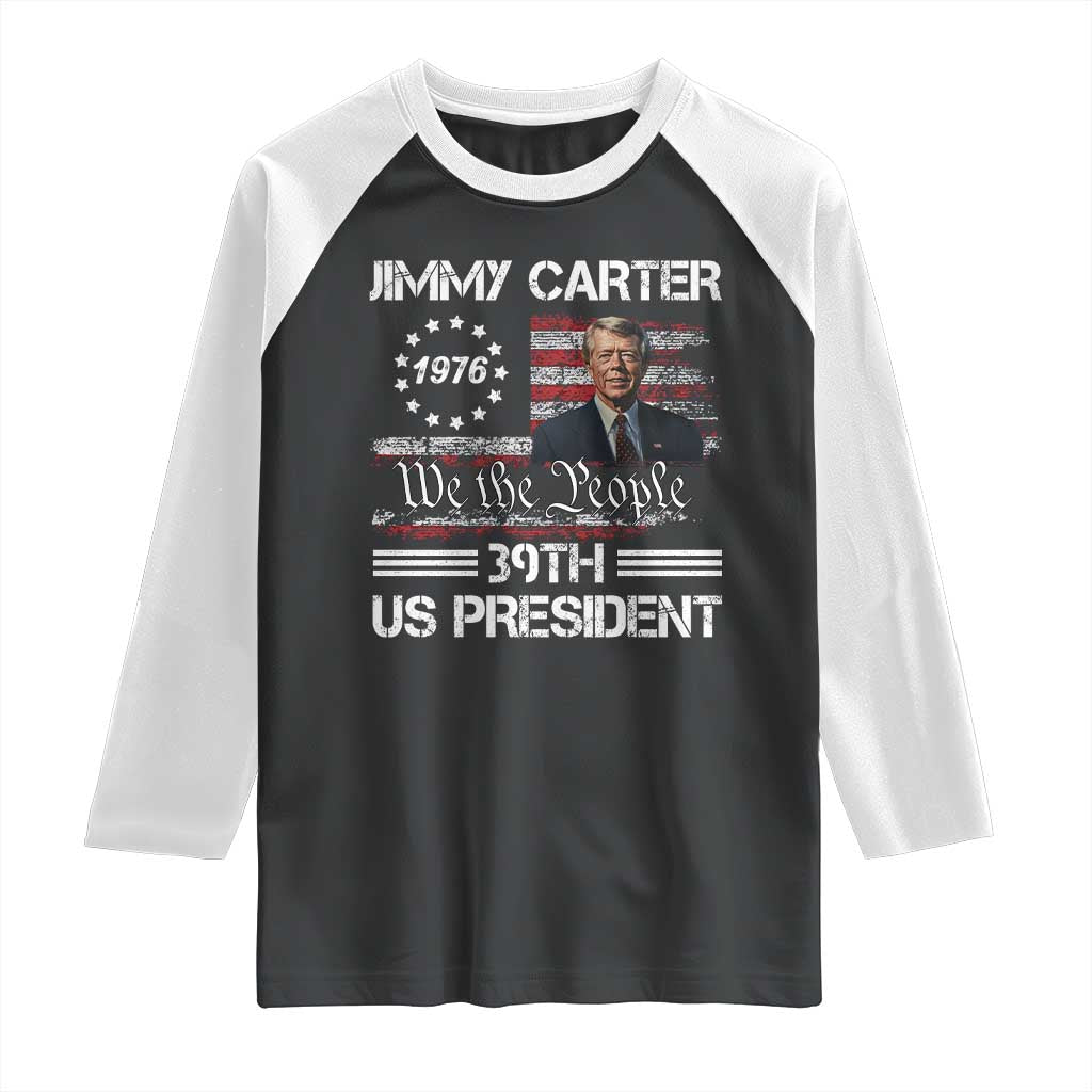 Jimmy Carter Raglan Shirt 39th US President 1976 We The People American Flag