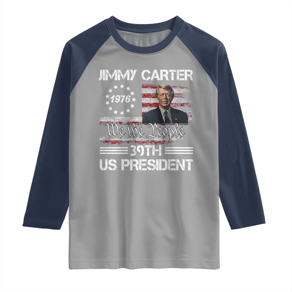 Jimmy Carter Raglan Shirt 39th US President 1976 We The People American Flag