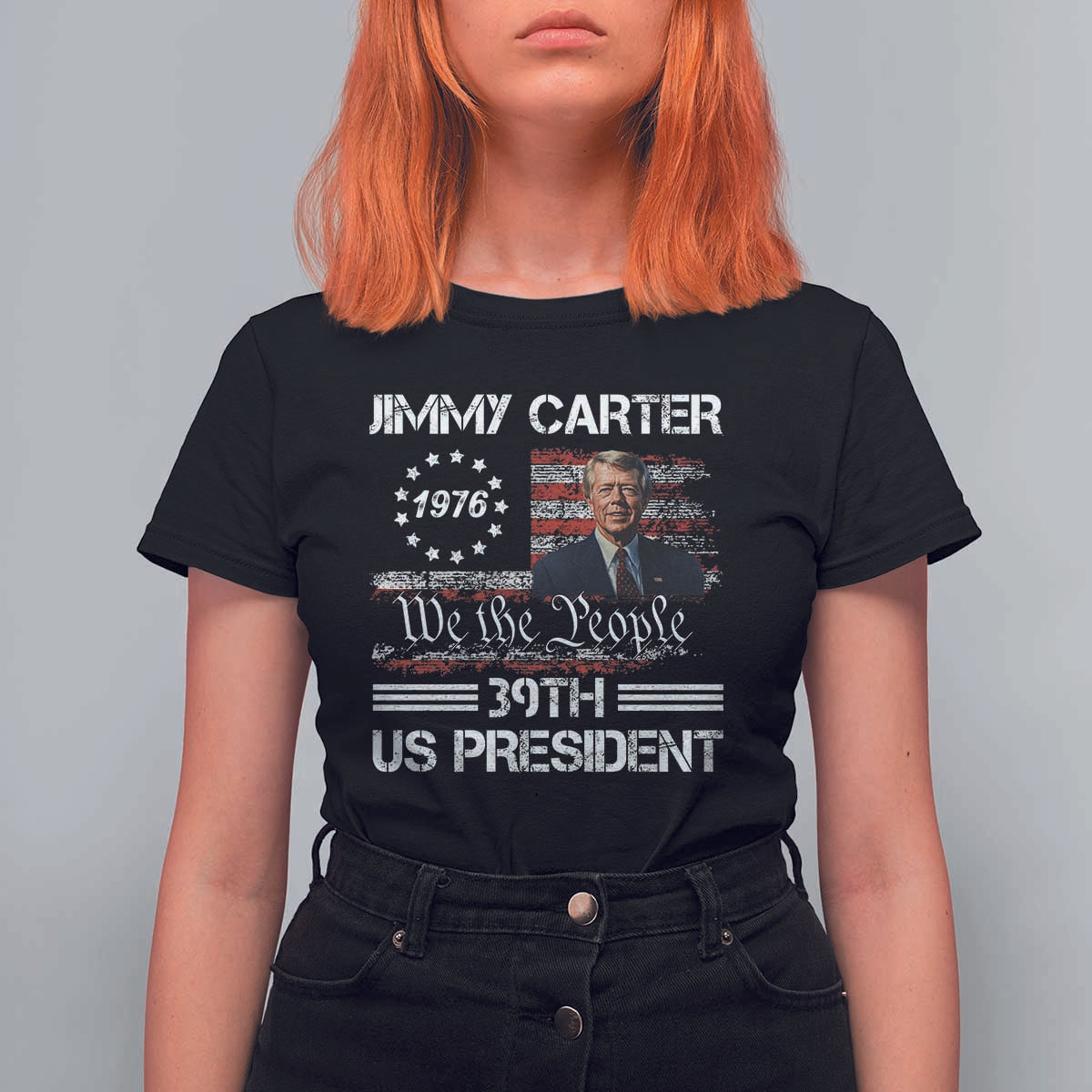 Jimmy Carter T Shirt For Women 39th US President 1976 We The People American Flag