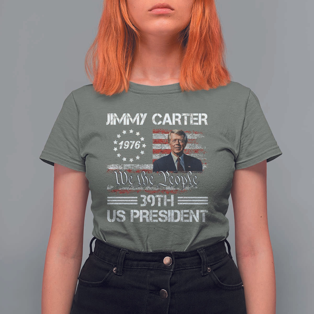 Jimmy Carter T Shirt For Women 39th US President 1976 We The People American Flag