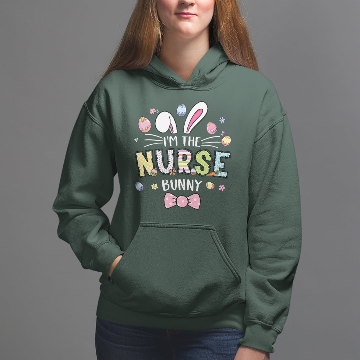 Easter Day Hoodie I'm The Nurse Bunny Nursing - Wonder Print Shop