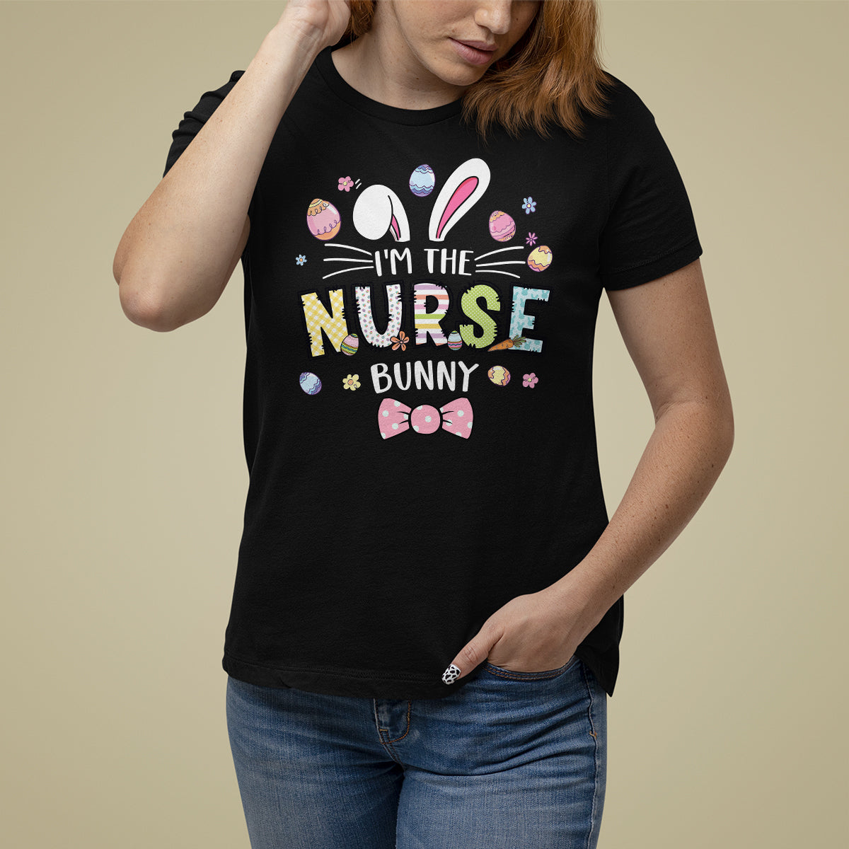 Easter Day T Shirt For Women I'm The Nurse Bunny Nursing - Wonder Print Shop