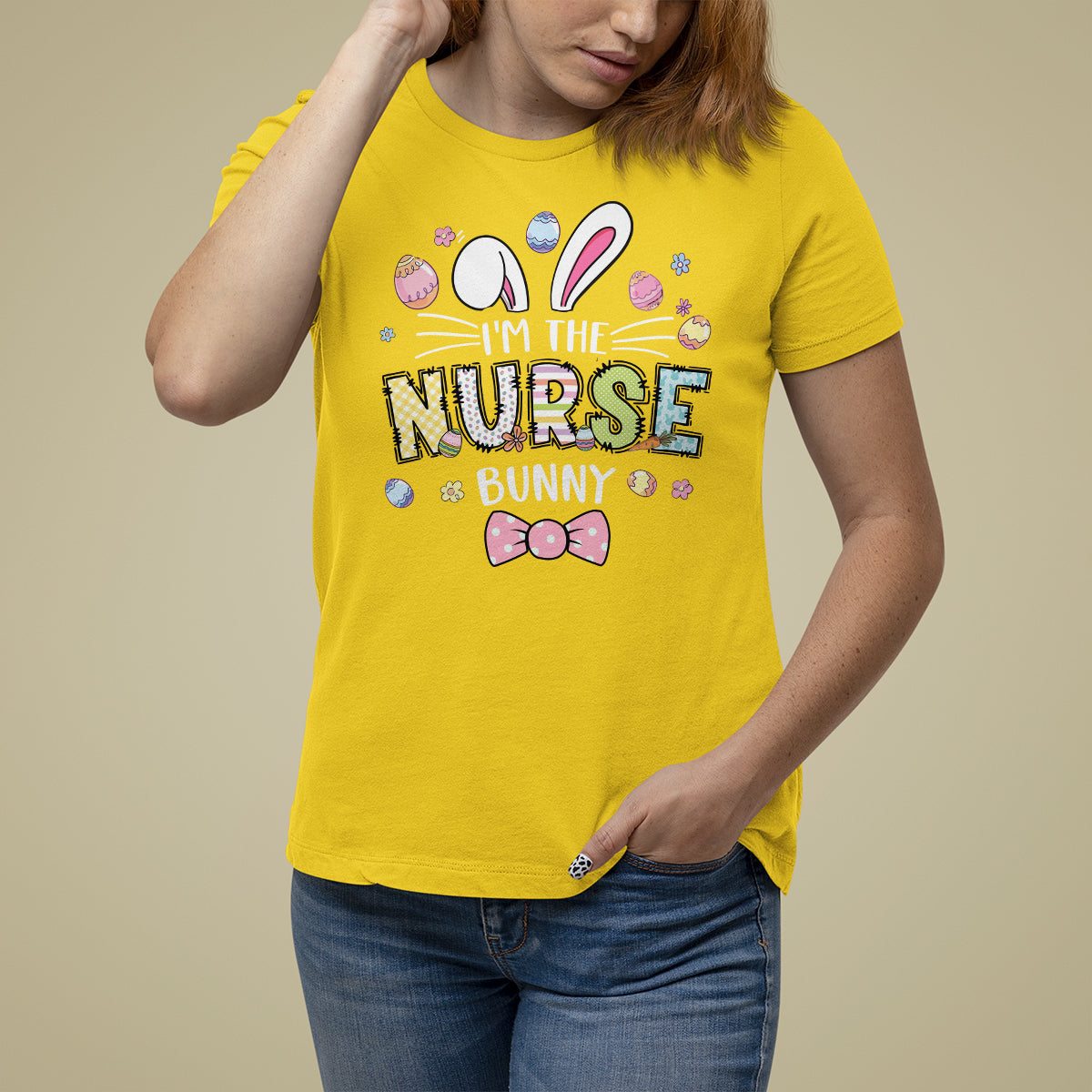 Easter Day T Shirt For Women I'm The Nurse Bunny Nursing - Wonder Print Shop