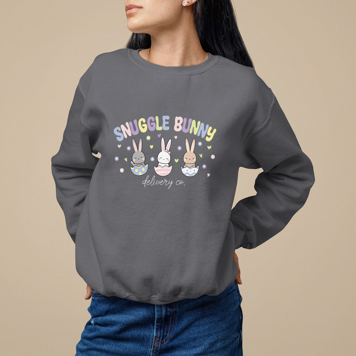 Easter Day Sweatshirt Snuggle Bunny Delivery Co L&D Nurse - Wonder Print Shop