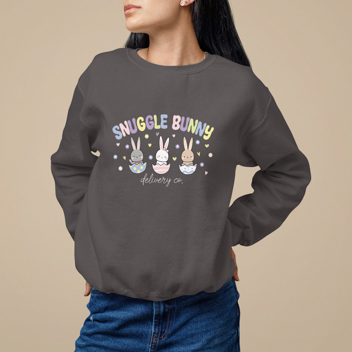 Easter Day Sweatshirt Snuggle Bunny Delivery Co L&D Nurse - Wonder Print Shop