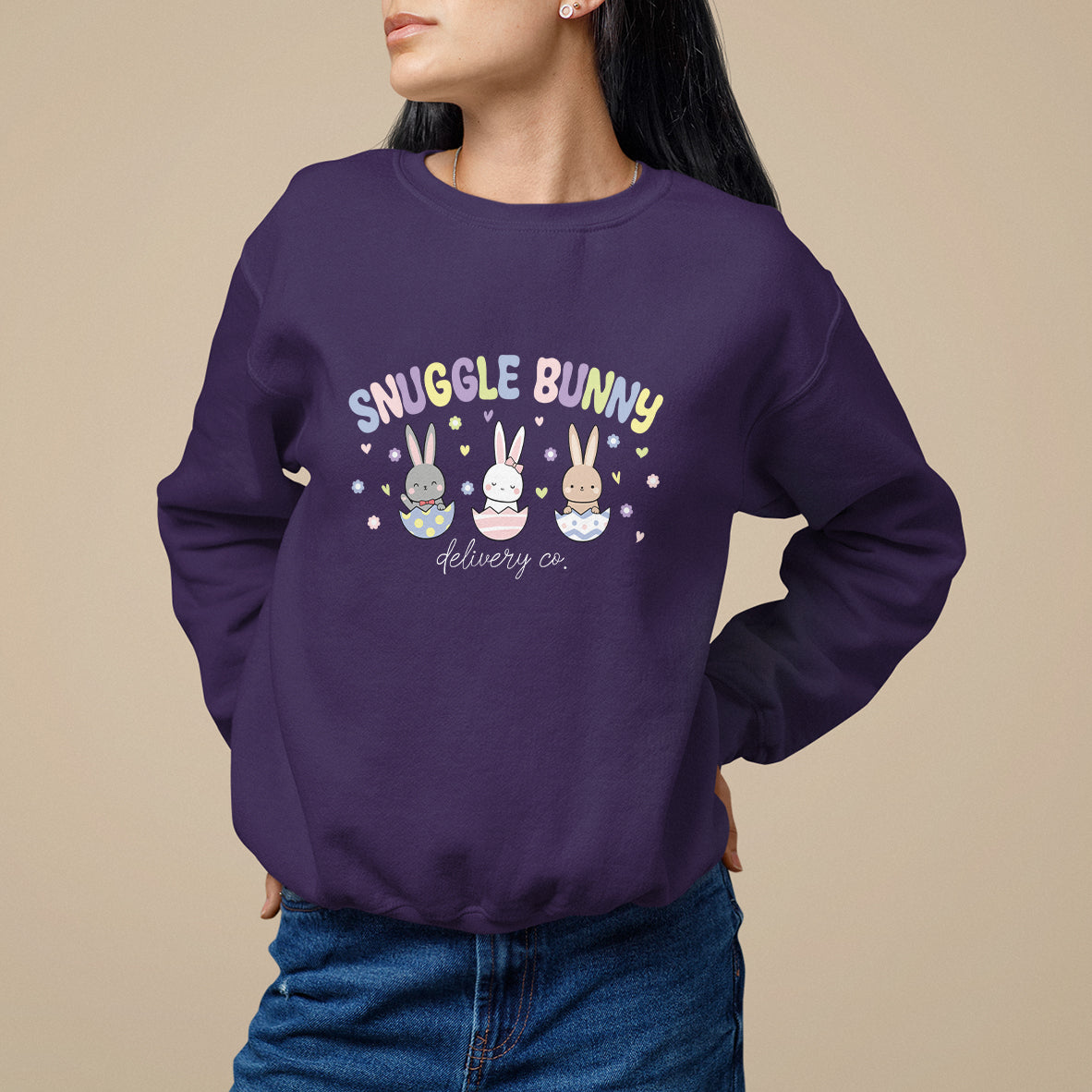 Easter Day Sweatshirt Snuggle Bunny Delivery Co L&D Nurse - Wonder Print Shop