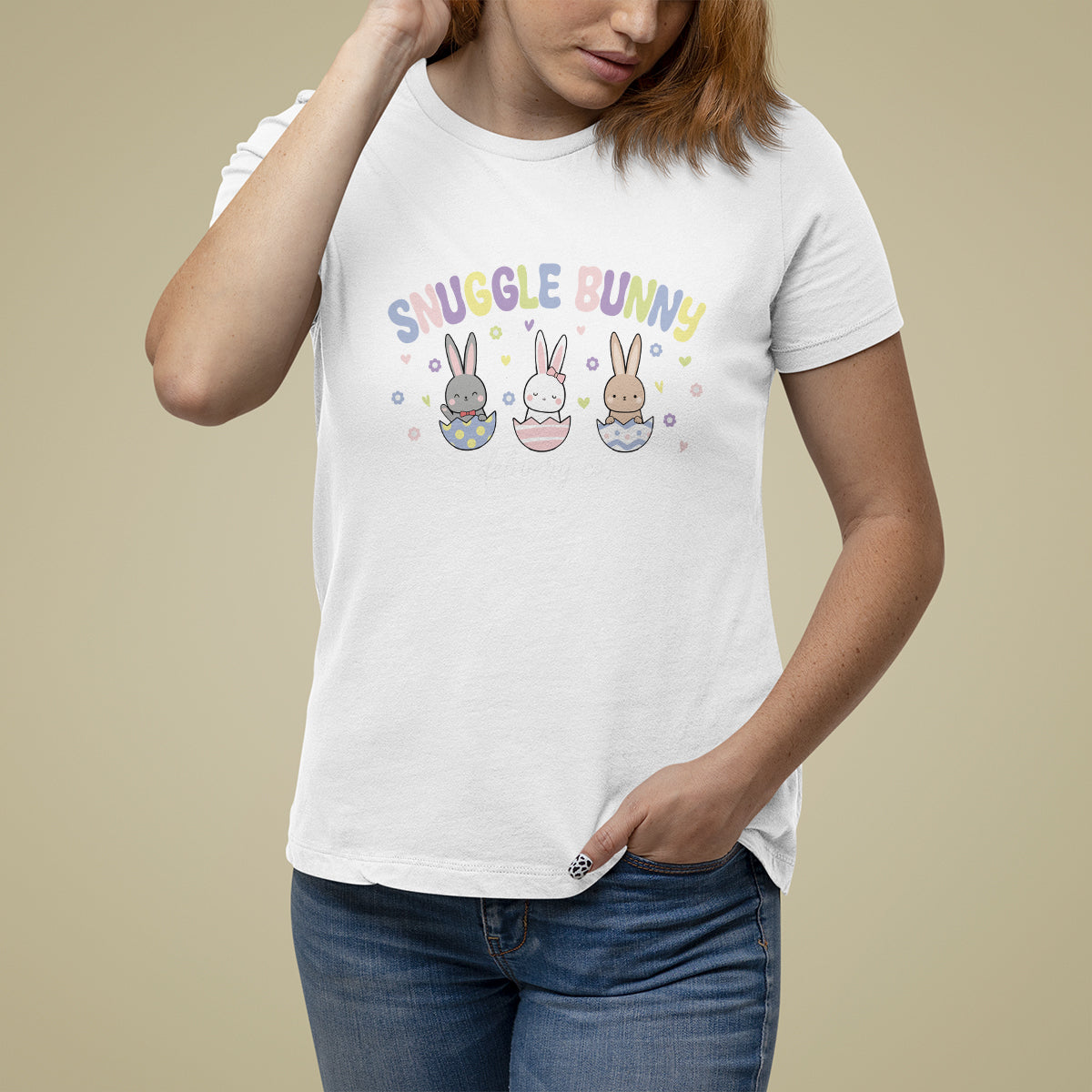 Easter Day T Shirt For Women Snuggle Bunny Delivery Co L&D Nurse - Wonder Print Shop