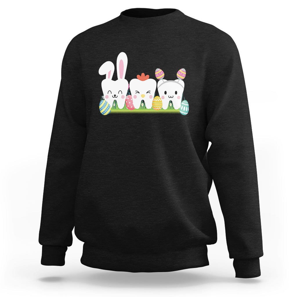 Easter Day Sweatshirt Funny Tooth Glasses Dental Dentist - Wonder Print Shop