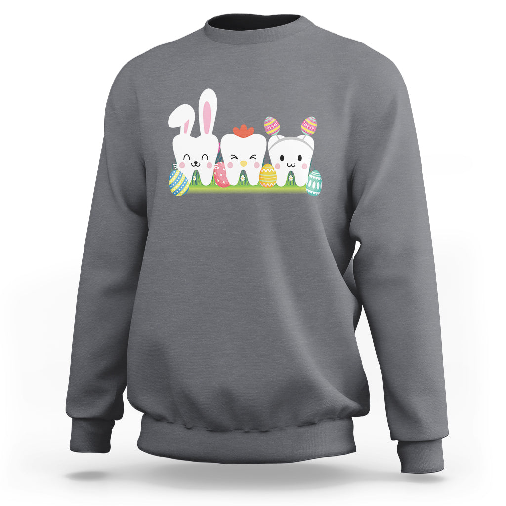 Easter Day Sweatshirt Funny Tooth Glasses Dental Dentist - Wonder Print Shop