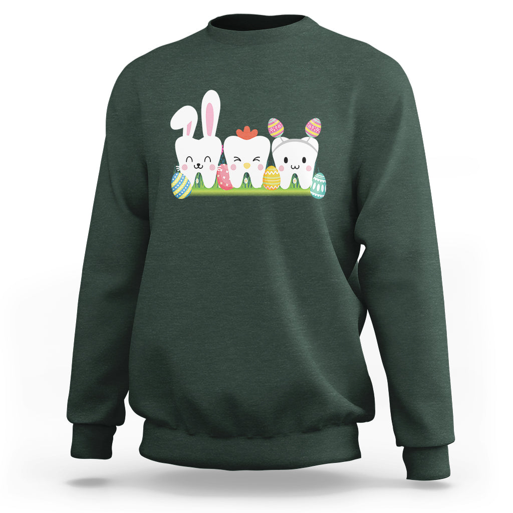 Easter Day Sweatshirt Funny Tooth Glasses Dental Dentist - Wonder Print Shop
