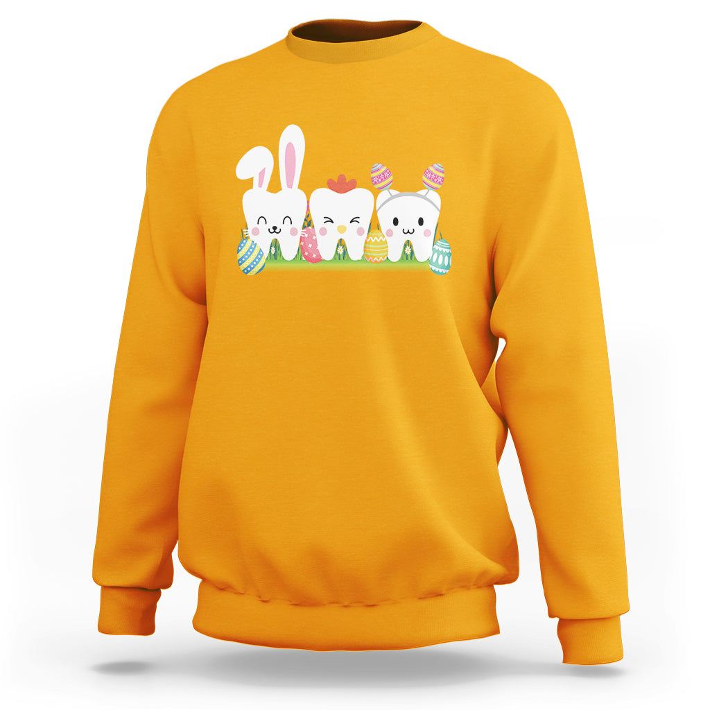 Easter Day Sweatshirt Funny Tooth Glasses Dental Dentist - Wonder Print Shop