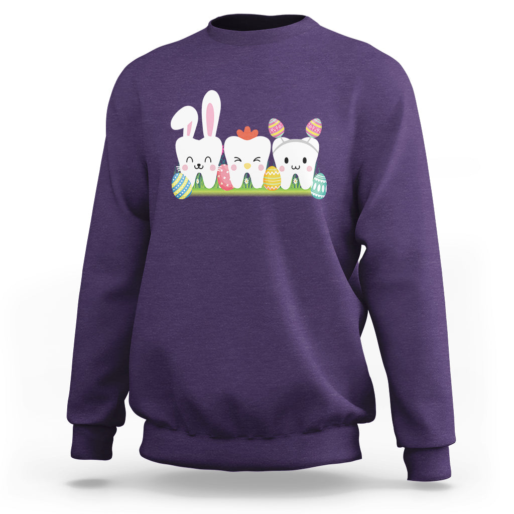 Easter Day Sweatshirt Funny Tooth Glasses Dental Dentist - Wonder Print Shop
