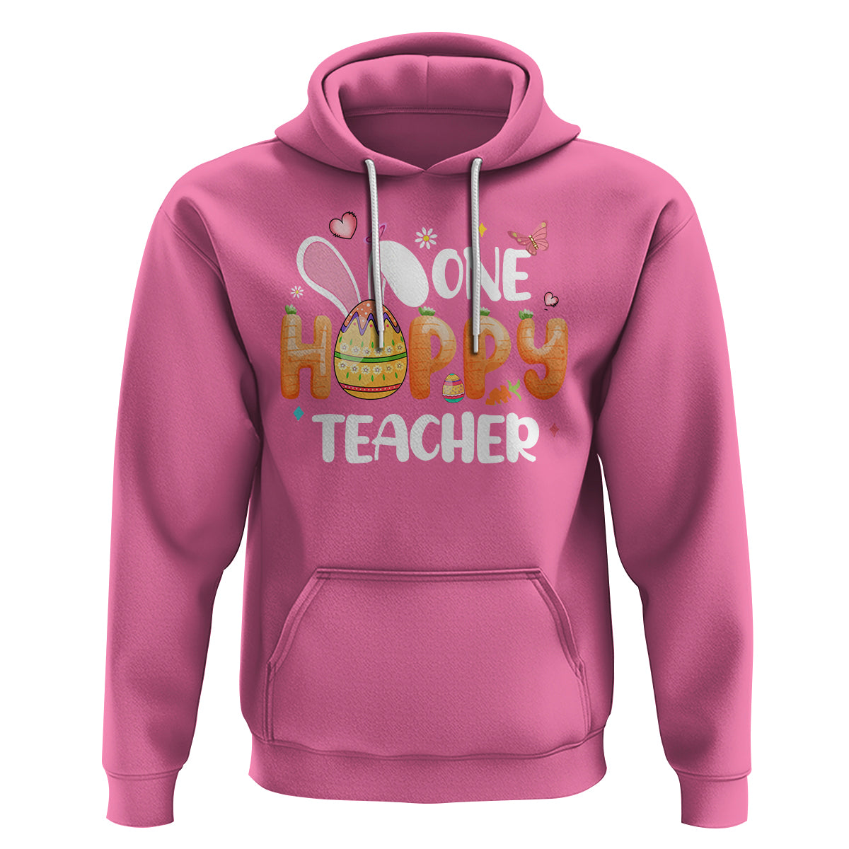 Easter Day Cute One Hoppy Teacher Bunny Carrot Hoodie - Wonder Print Shop